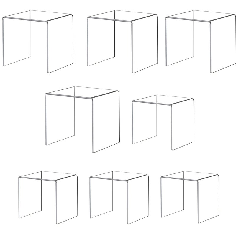 ihomecooker 8 Pack Clear Acrylic Riser Square Display Stand For Cupcakes Arts and Crafts 45 INCH