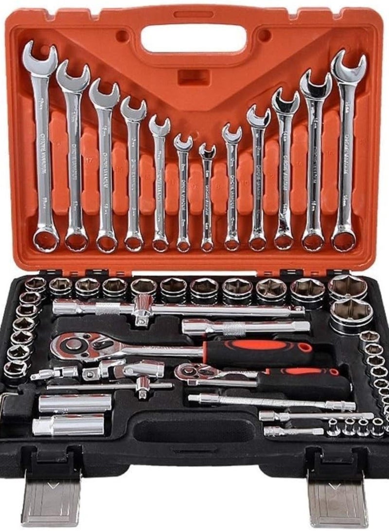 GGOOT Hand Tool Screwdriver Set 61 pcs/Set Socket Wrench Set Spanner Car Ship Machine Repair Service Tools Kit with Heavy Duty Ratchet Hardware Tool Kits Tool Kit - Image 1