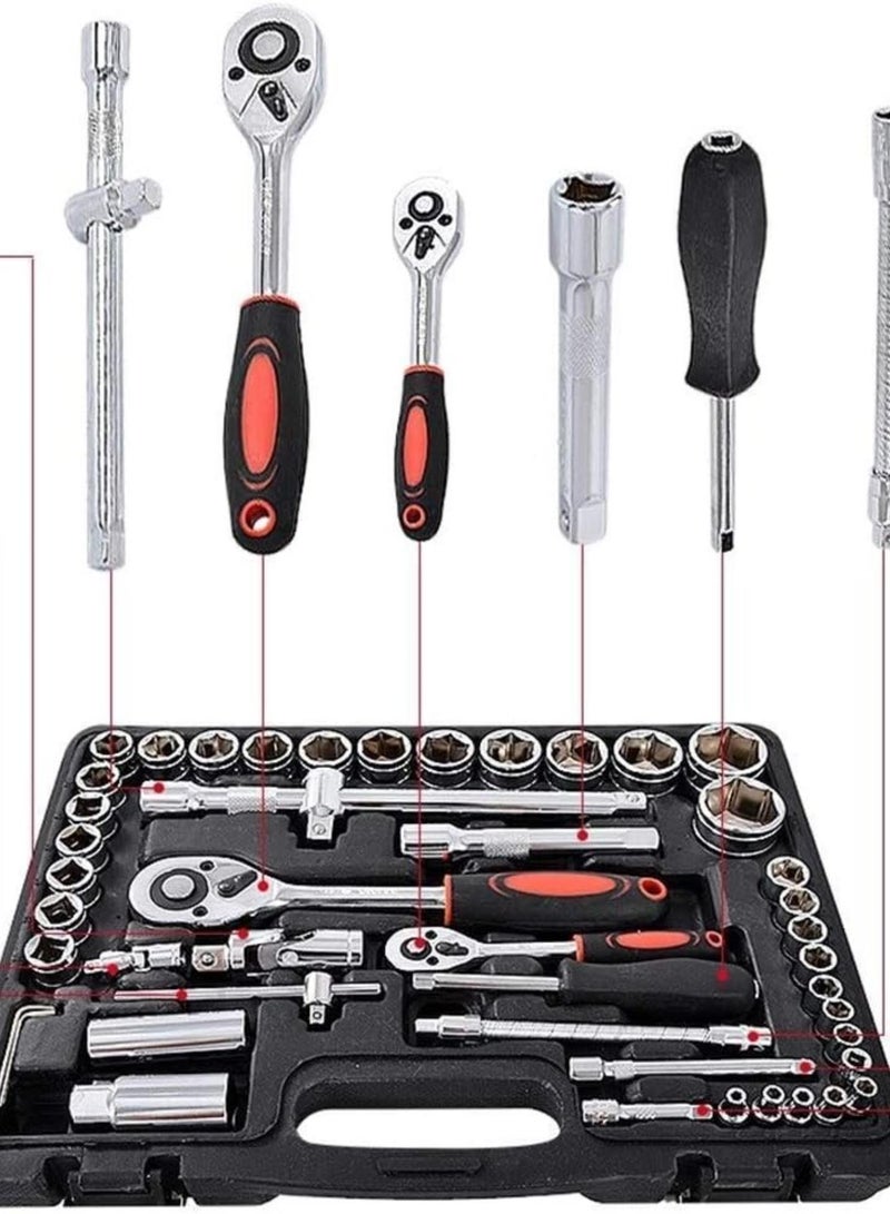 GGOOT Hand Tool Screwdriver Set 61 pcs/Set Socket Wrench Set Spanner Car Ship Machine Repair Service Tools Kit with Heavy Duty Ratchet Hardware Tool Kits Tool Kit - Image 4