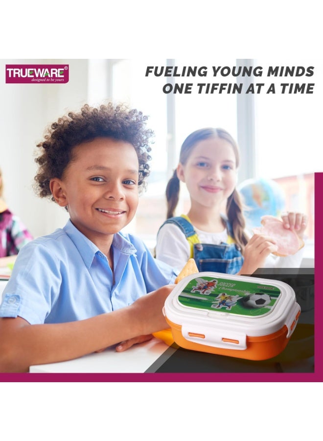 Trueware علبة طعام ساخنة معزولة من الفولاذ المقاوم للصدأ من ترووير بوكو جونيور، سعة 600 مل (حاوية كبيرة) و150 مل (حاوية للخضراوات) | خالية من مادة BPA | آمنة للاستخدام مع الطعام | تحافظ على الطعام ساخنًا، مع ملعقة وشوكة - Image 4