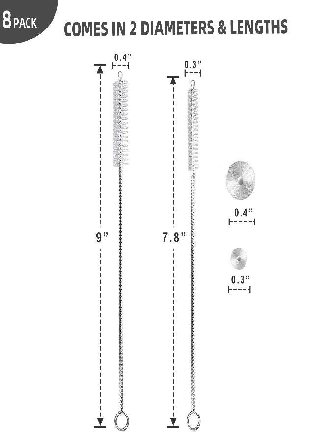 Hiware Hiware Straw Cleaner Brush Set, 8-Piece Long Cleaning Brush for Straws on Tumbler, Water Bottle, Sippy Cup, and Pipes, Tubes or Hummingbird Feeders - Image 1