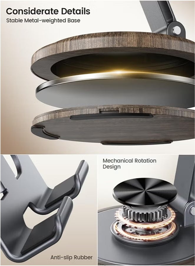 Cell Phone Stand,Office Mobile Phone Holder,360 Rotating Foldable Desktop Cellphone Stand with Anti-Slip Base Portable Phone Holder for iPhone 16 15 14 13 Pro Max, All Smart Phones, iPad - Image 3