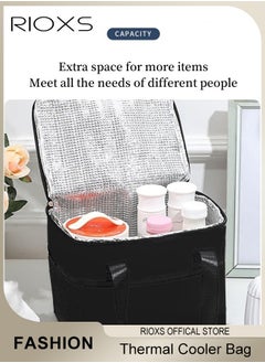 RIOXS Large Thicked Cooler Bag Large with 2 pcs Lunch Box Ice Packs Reusable Insulated Grocery Bags Cooler Removable Shoulder Strap for Beach Camping Picnic Travel Outdoor  - Image 5
