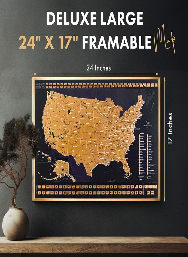 Travelization Scratch Off Map of United States 24" x 17" Frameable USA Scratch Map with National Parks, Highest Peaks and Vibrant Colors, Ideal for Travelers, Black - Image 5