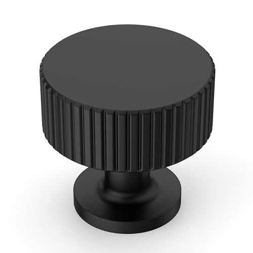 Amerdeco 10 Pack Matte Black Cabinet Knobs Single Hole Cabinet Pulls 1 Inch Drawer Knobs and Pulls for Bathroom Cabinets ZH0071 - Image 1