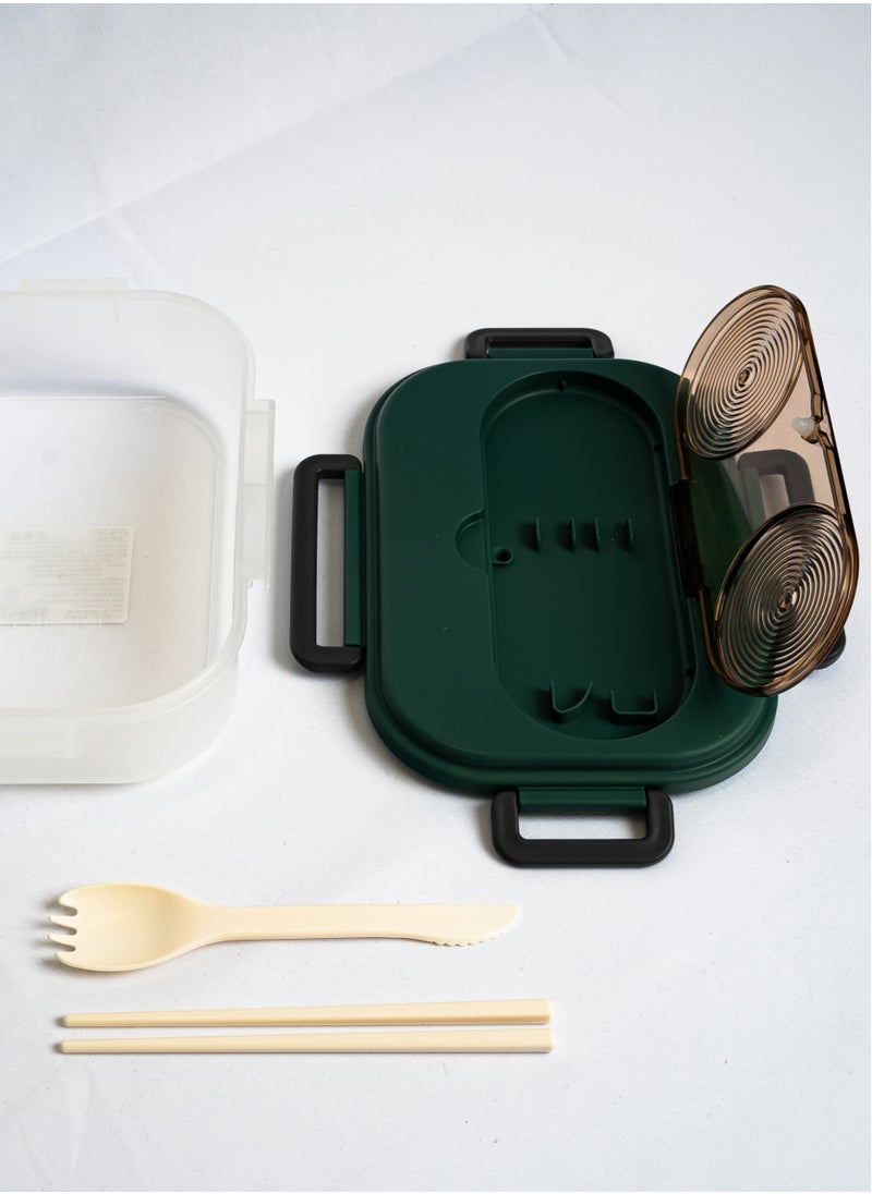 flâneur - Lunch Box with Cutlery and Transparent Lid, 1300ml - Microwave Safe Food Container, Lunchbox Leak-Proof and Durable, Ideal for School Lunches, and Travel, with a Transparent Lid - Image 1