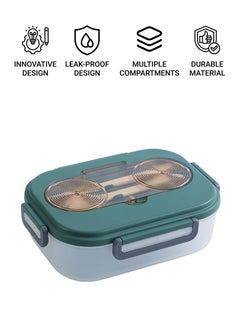 flâneur Lunch Box with Cutlery and Transparent Lid, 1300ml - Microwave Safe Food Container, Lunchbox Leak-Proof and Durable, Ideal for School Lunches, and Travel, with a Transparent Lid  - Image 3