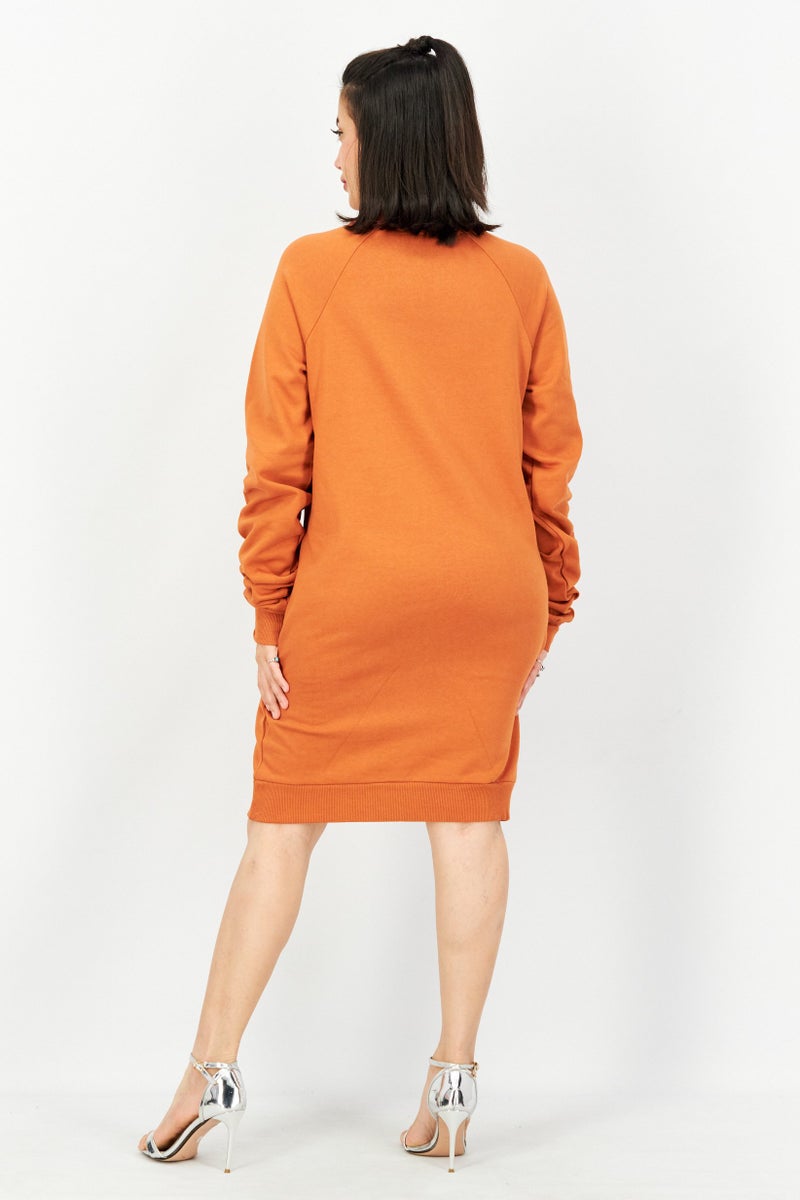 NA-KD Women  Brand Logo Sweater Dress, Rust - Image 2