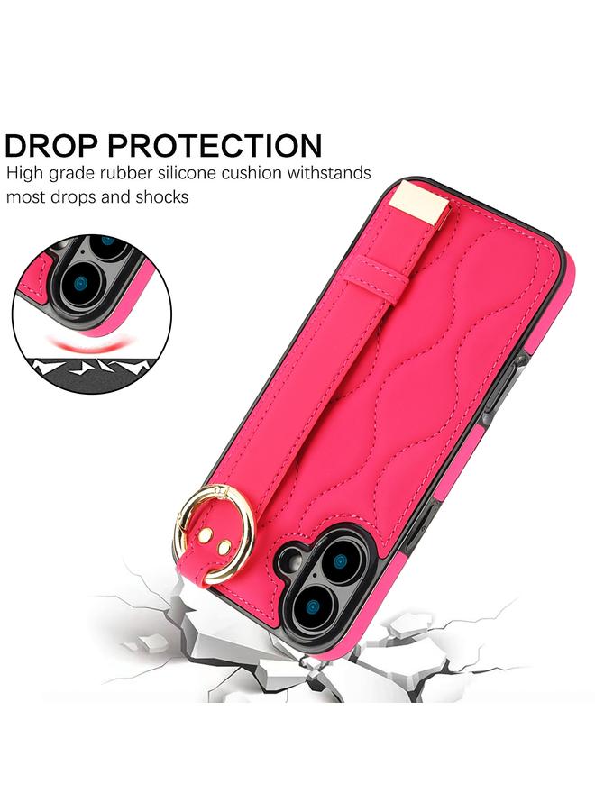 اس-توب جراب لهاتف iPhone 16 Plus، جراب هاتف PU غير قابل للانزلاق مع حلقة تغطية كاملة وسوار معصم - Image 2