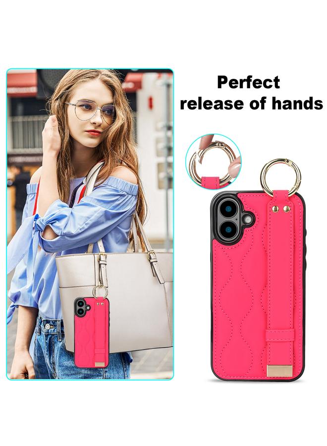 اس-توب جراب لهاتف iPhone 16 Plus، جراب هاتف PU غير قابل للانزلاق مع حلقة تغطية كاملة وسوار معصم - Image 5