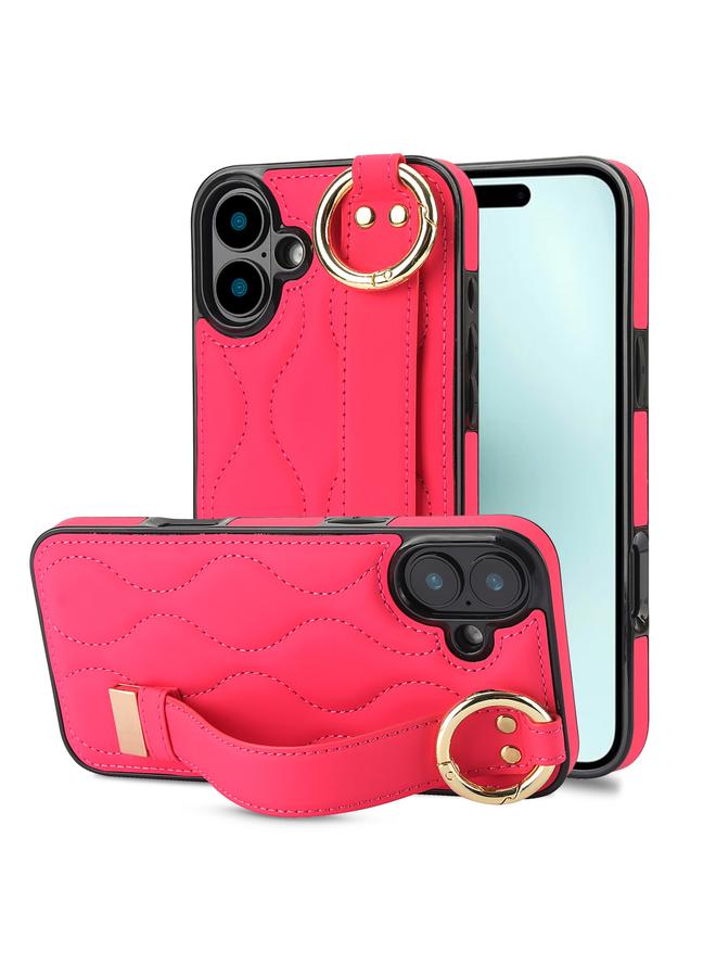 اس-توب جراب لهاتف iPhone 16 Plus، جراب هاتف PU غير قابل للانزلاق مع حلقة تغطية كاملة وسوار معصم - Image 1