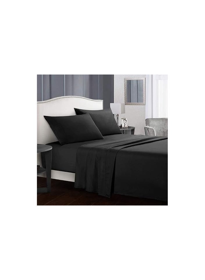 Generic VG-4BS-SOLID-CK-BLK Satin Polyester Fitted California King Bedsheet, Black, 274 X 259cm  - Image 2