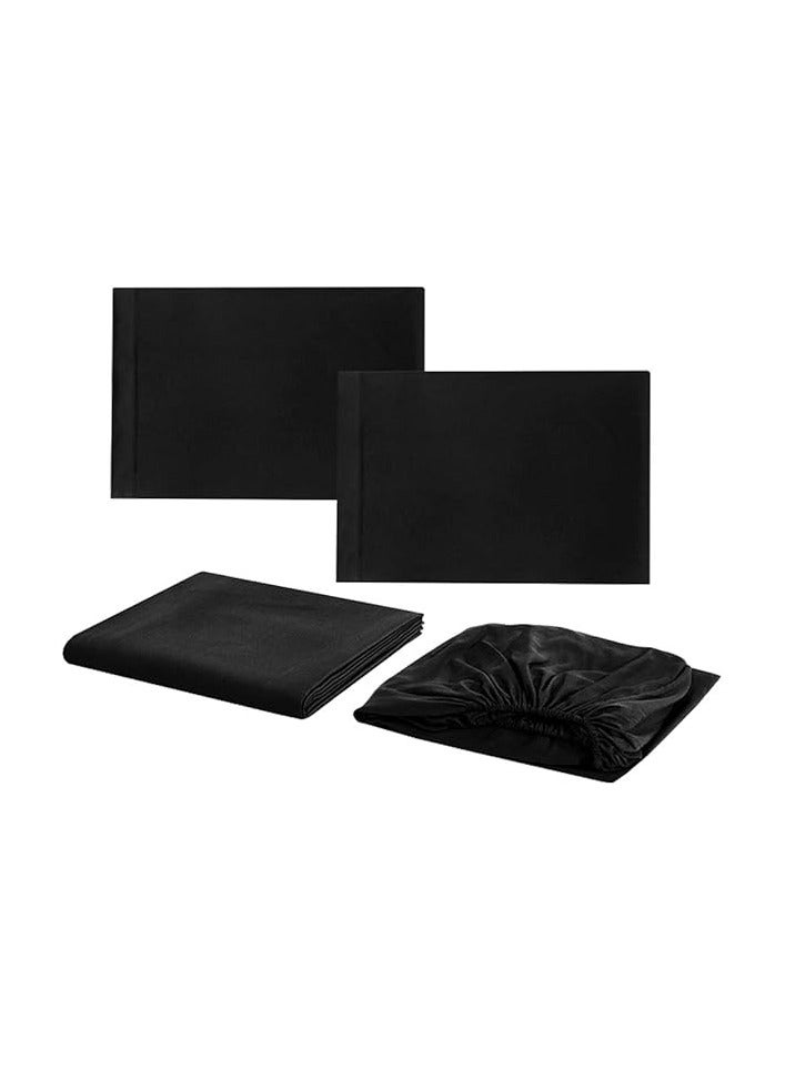 Generic VG-4BS-SOLID-CK-BLK Satin Polyester Fitted California King Bedsheet, Black, 274 X 259cm  - Image 4