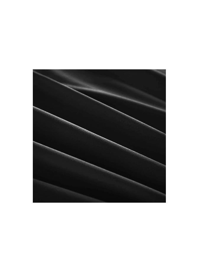 Generic VG-4BS-SOLID-CK-BLK Satin Polyester Fitted California King Bedsheet, Black, 274 X 259cm  - Image 5