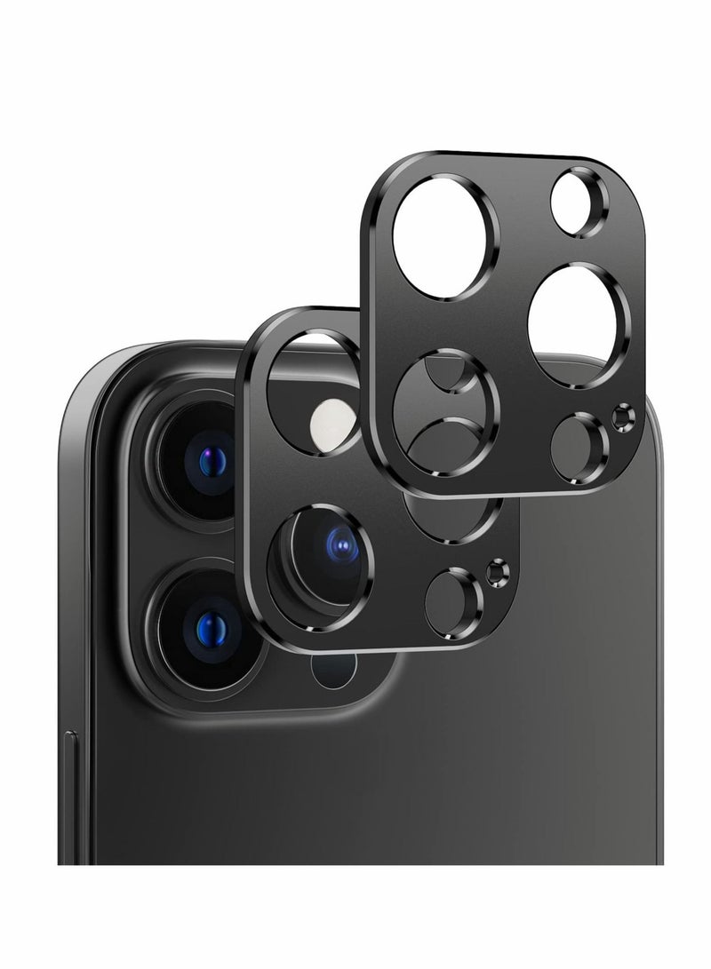 كابتن تيك Camera Lens Protector for iPhone 13 Pro, 2 Pack Ultra-Thin/Anti-Fingerprint/Anti-Scratch Aluminum Alloy Camera Lens Protector Film for iPhone 6.1 inch (Black) - Image 1