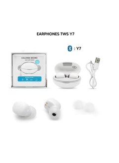 Generic Colored Beans Y7 TWS Earphones - Mini Design - Type-C Charging - High-Quality Audio-WHITE  - Image 3