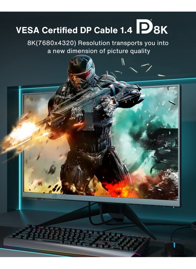 ivanky - VESA Certified DisplayPort Cable 1.4, iVANKY 8K DP Cable 6.6ft (8K@60Hz, 4K@144Hz, 2K@240Hz)HBR3 Support 32.4Gbps, HDR, HDCP 2.2, FreeSync G-Sync, Braided Display Port for Gaming Monitor, Graphics, PC - Image 1