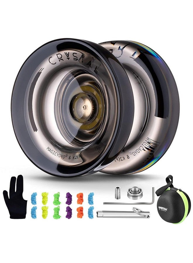 MAGICYOYO K2 Crystal Black Yoyo Professional, Responsive Yoyo for Kids Beginners with Extra Unresponsive Yo Yo Bearing, Pro Plastic Trick Yo Yo for Adults+12 Stings+Bearing Removal Tool+Storage Bag - Image 1