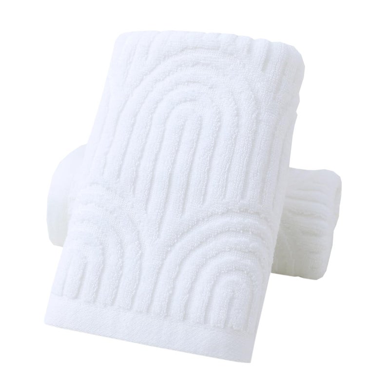 Pidada Hand Towels Set of 2 Striped Pattern 100% Cotton Absorbent Soft Decorative Towel for Bathroom (White) - Image 1