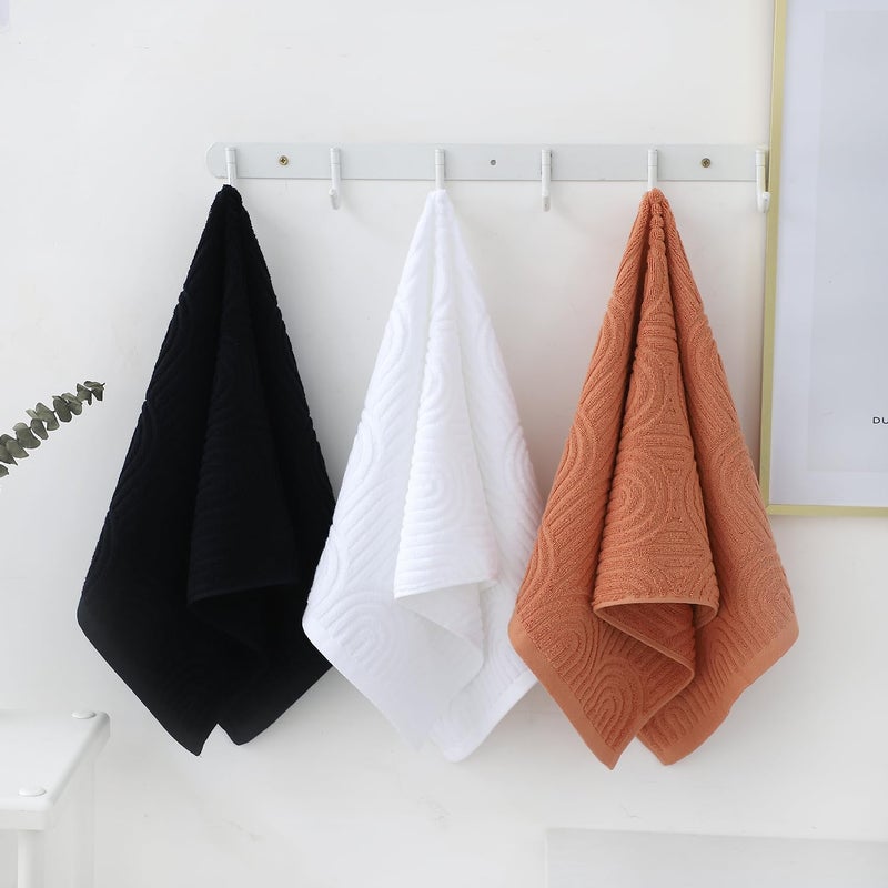 Pidada Hand Towels Set of 2 Striped Pattern 100% Cotton Absorbent Soft Decorative Towel for Bathroom (White) - Image 3
