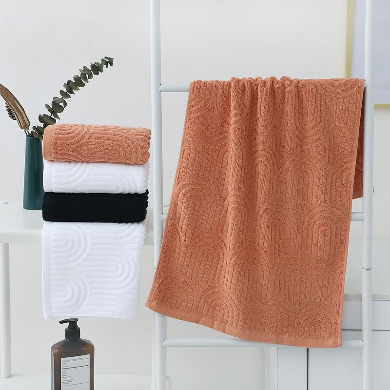Pidada Hand Towels Set of 2 Striped Pattern 100% Cotton Absorbent Soft Decorative Towel for Bathroom (White) - Image 4