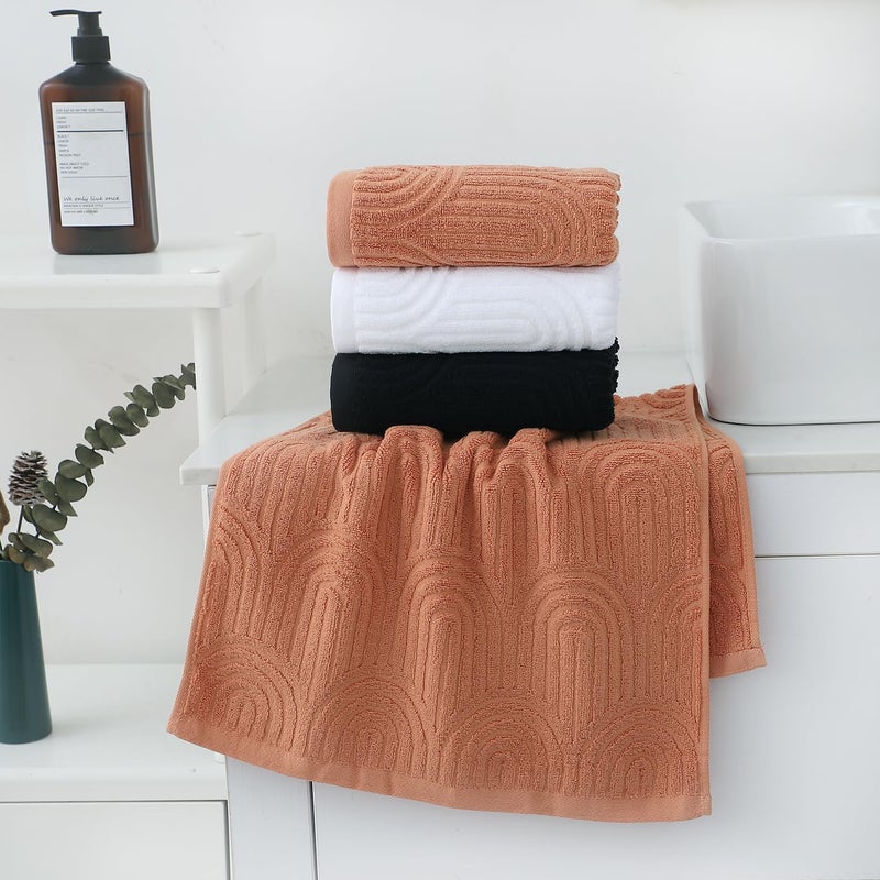 Pidada Hand Towels Set of 2 Striped Pattern 100% Cotton Absorbent Soft Decorative Towel for Bathroom (White) - Image 5