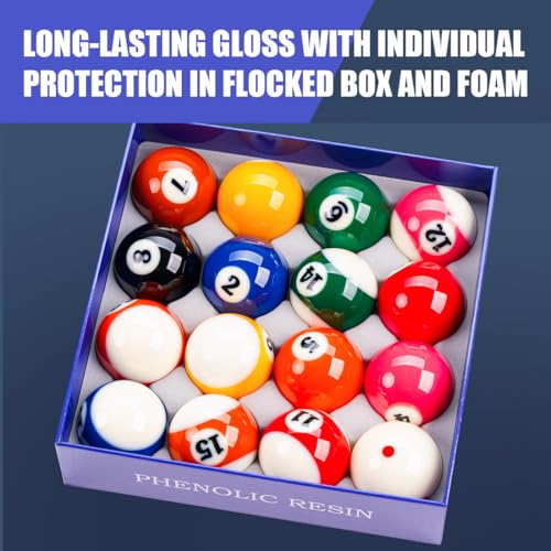 KONLLEN AXD-1TH Billiard Balls Pool Table Accessories 2-1/4" Regulation Size 16 Pool Balls Billiard Set - Image 5