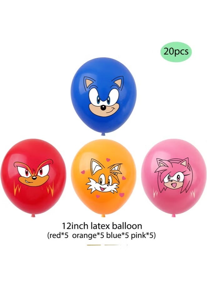 سونيك مجموعة ديكورات حفلات سونيك القنفذ - 43 قطعة بالونات، لافتة عيد ميلاد، زينة كعكة، وزينة دوارة معلقة للأطفال، حفلات استقبال المولود الجديد، حفلات التخرج، حفلات توديع العزوبية - ديكور داخلي وخارجي - Image 3