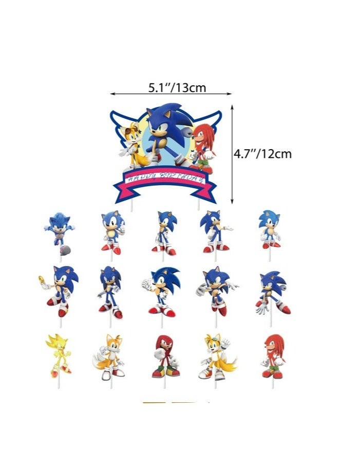 سونيك مجموعة ديكورات حفلات سونيك القنفذ - 43 قطعة بالونات، لافتة عيد ميلاد، زينة كعكة، وزينة دوارة معلقة للأطفال، حفلات استقبال المولود الجديد، حفلات التخرج، حفلات توديع العزوبية - ديكور داخلي وخارجي - Image 5