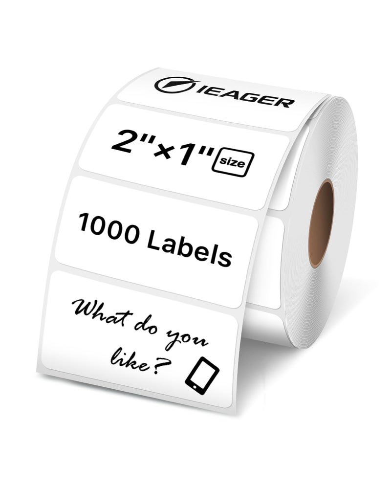 iEager 2x1 Inch Thermal Label Stickers, White Durable Thermal Printer Labels, Self-Adhesive Thermal Label Printer Labels for Barcode, Name, Address, 1000 Labels/Roll - Image 1