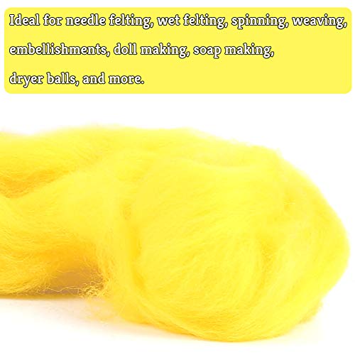 QMNNMA Wool Roving Bulk - 8.82oz Super Wool Chunky Yarn, Wool Roving Top for Needle Felting, Soft Felting Wool Supplies for Hand Spinning, Blending, Weaving and DIY Craft - Image 3