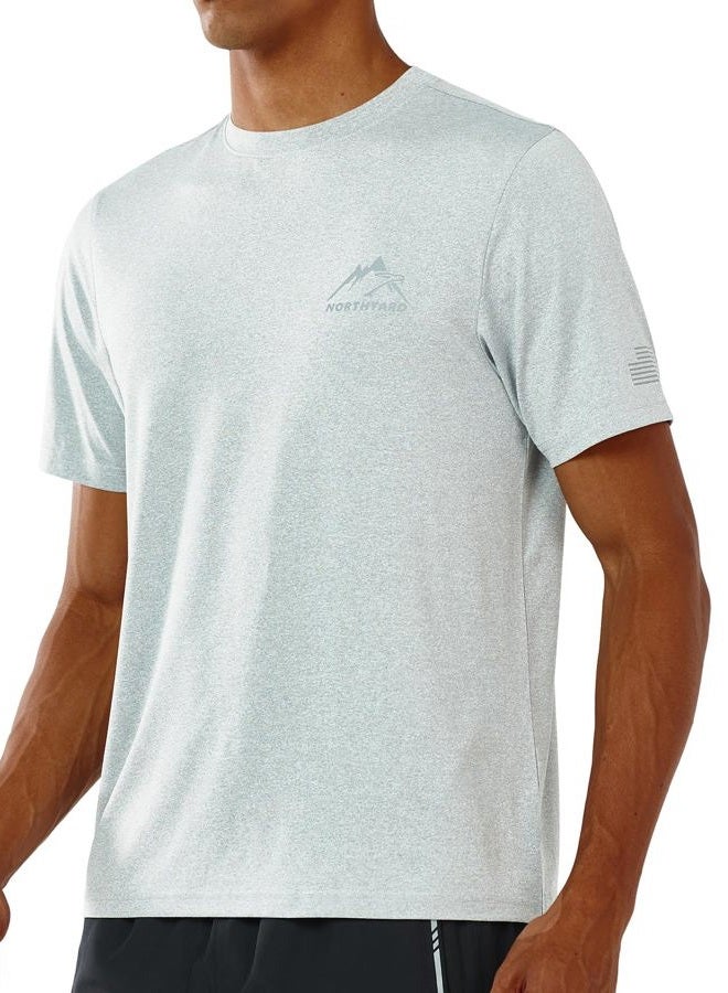 NORTHYARD Men's UPF 50+ Sun Protection Shirts Swim SPF UV Quick Dry Short Sleeve T-Shirts for Athletic Fishing Rash Guard, Grey Heather, XL - Image 1
