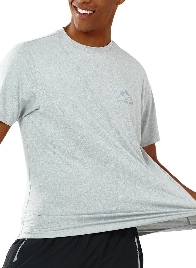 NORTHYARD Men's UPF 50+ Sun Protection Shirts Swim SPF UV Quick Dry Short Sleeve T-Shirts for Athletic Fishing Rash Guard, Grey Heather, XL - Image 2