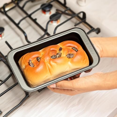 Wishome 4-Piece Baking Tools Set Non-Stick Carbon Steel Round Cake Mould 20cm, Muffin Tray, Rectangular Bread Loaf Mould, Measuring Cups and Cookie Cutter Microwave OTG Oven Safe Bakeware Tools - Image 4