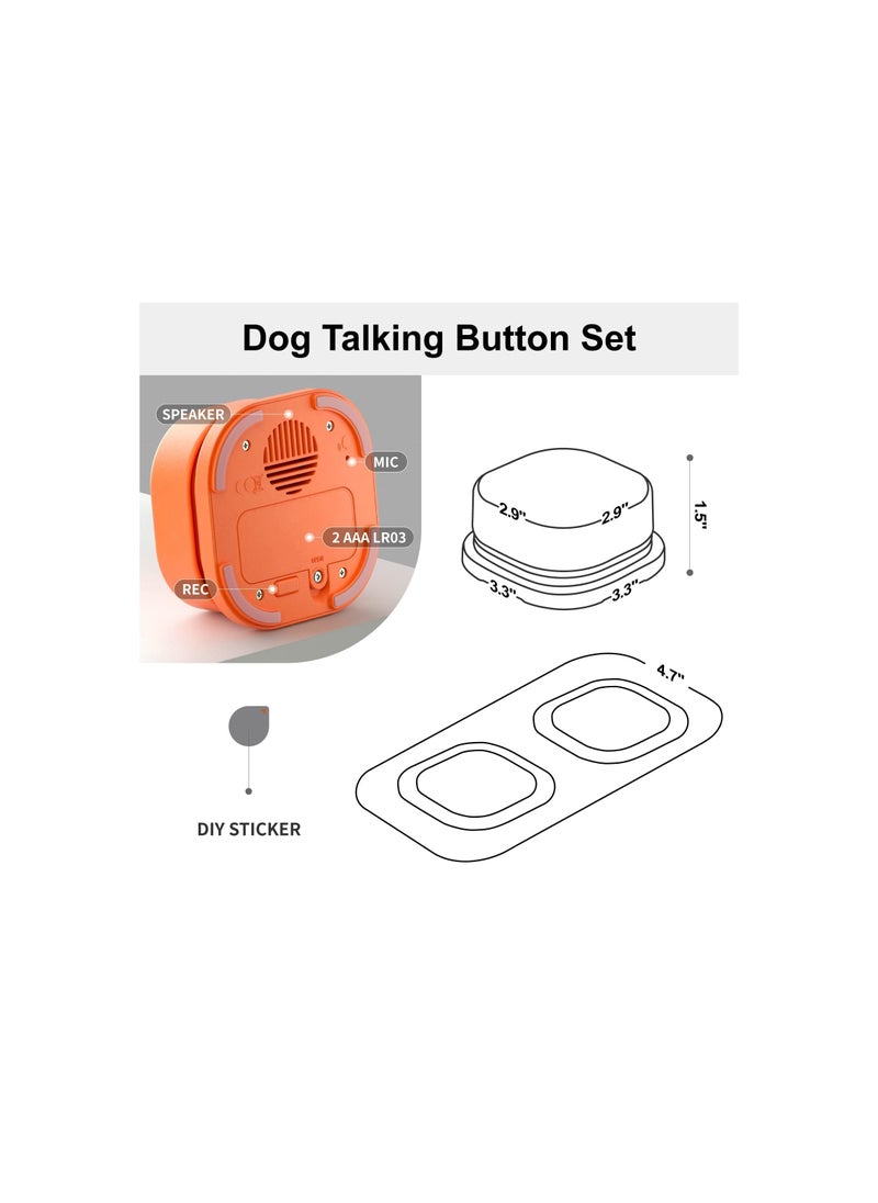 Generic - Dog Communication Buttons Starter Pack - Recordable Talking Buttons for Dogs with Clicker, Mat & Stickers, Made of Easy-to-Clean Rubber Material (Includes 2 AAA Batteries) - Image 1
