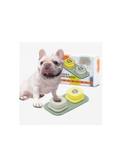 Dog Communication Buttons Starter Pack - Recordable Talking Buttons for Dogs with Clicker, Mat & Stickers, Made of Easy-to-Clean Rubber Material (Includes 2 AAA Batteries)