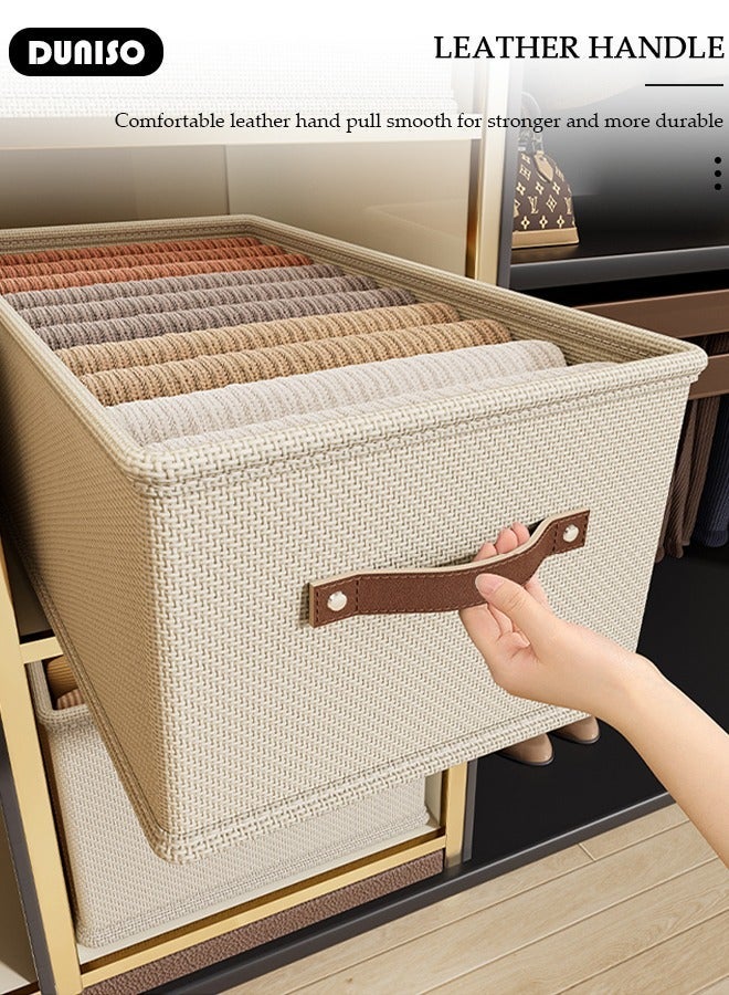 DUNISO 3 Pieces Foldable Closet Storage Organizer, Washable Closet Storage Boxes with Carrying Handles, Stackable Wardrobe Clothes Organizer, Closet Storage Basket, Cube Storage Bin for Clothes Wardrobe Home Bedroom Office - Image 5