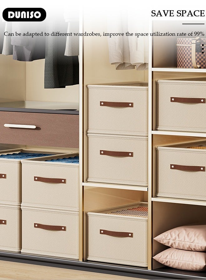 DUNISO 3 Pieces Foldable Closet Storage Organizer, Washable Closet Storage Boxes with Carrying Handles, Stackable Wardrobe Clothes Organizer, Closet Storage Basket, Cube Storage Bin for Clothes Wardrobe Home Bedroom Office - Image 3