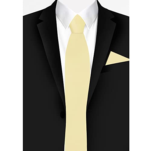 Jacob Alexander Solid Color Men's Regular Tie - Yellow - Image 3