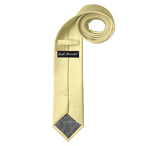 Jacob Alexander Solid Color Men's Regular Tie - Yellow - Image 2