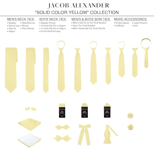 Jacob Alexander Solid Color Men's Regular Tie - Yellow - Image 5