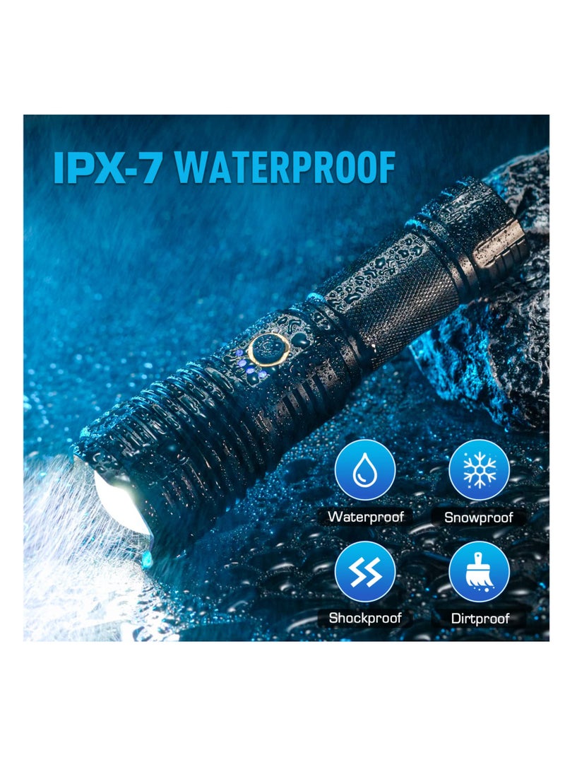 Rechargeable Flashlights 90000 High Lumens High Power Led Flashlight 5 Modes IPX7 Waterproof for Camping, Hiking, Emergencies - Image 4