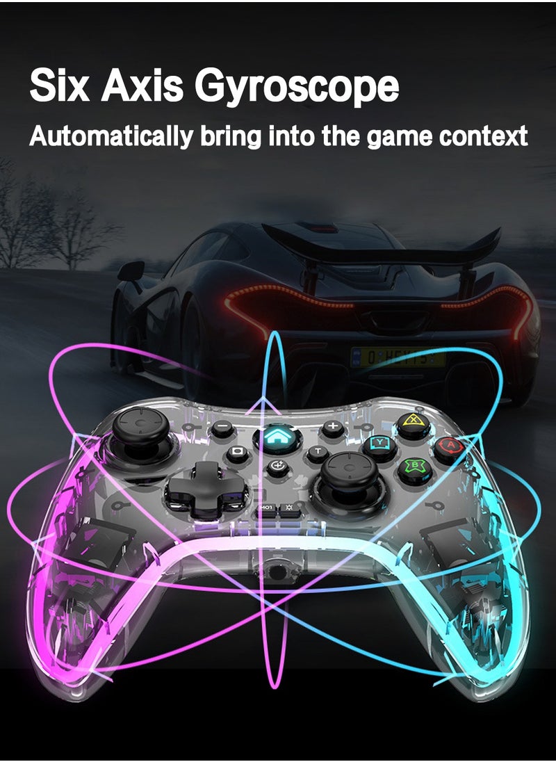 LEOKOR - Switch Gamepad Handle,Transparent RGB Glare,Bluetooth Wireless 2.4G Gamepad,Suitable for PC/ Computer Version/TV,Android /IOS Mobile Phone,Switch(Plus Receiver) - Image 1