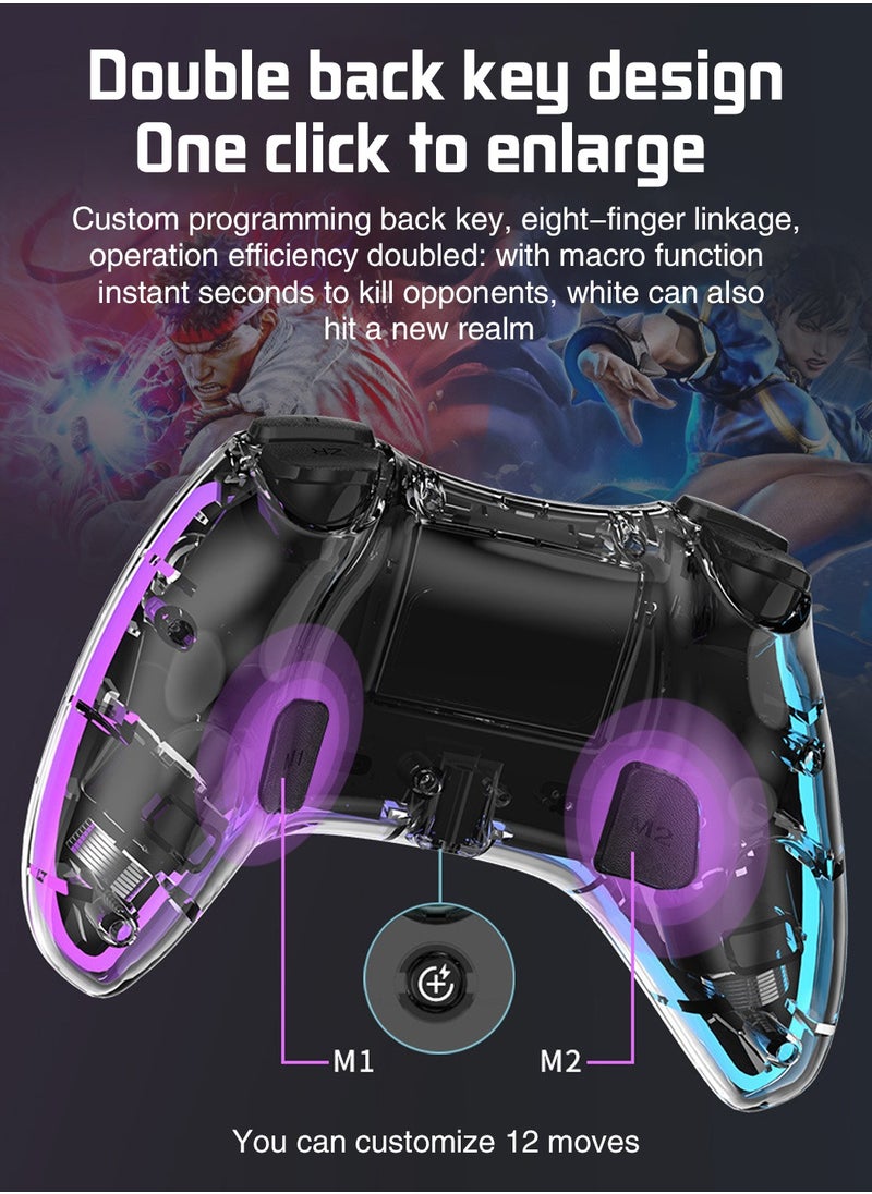 LEOKOR - Switch Gamepad Handle,Transparent RGB Glare,Bluetooth Wireless 2.4G Gamepad,Suitable for PC/ Computer Version/TV,Android /IOS Mobile Phone,Switch(Plus Receiver) - Image 1
