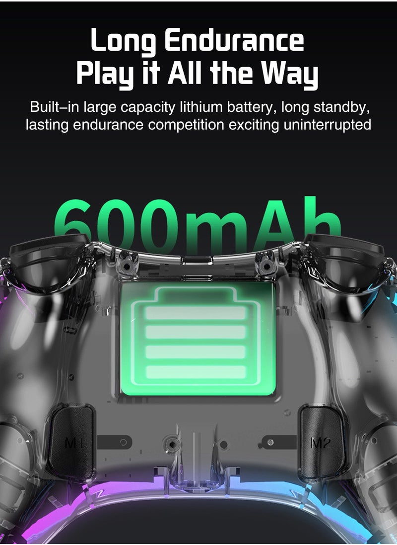 LEOKOR - Switch Gamepad Handle,Transparent RGB Glare,Bluetooth Wireless 2.4G Gamepad,Suitable for PC/ Computer Version/TV,Android /IOS Mobile Phone,Switch(Plus Receiver) - Image 1