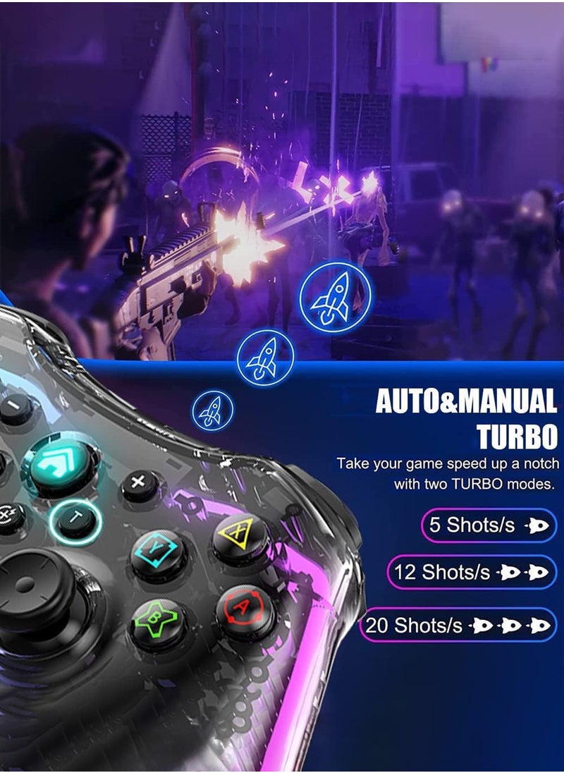 LEOKOR - Switch Gamepad Handle,Transparent RGB Glare,Bluetooth Wireless 2.4G Gamepad,Suitable for PC/ Computer Version/TV,Android /IOS Mobile Phone,Switch(Plus Receiver) - Image 1