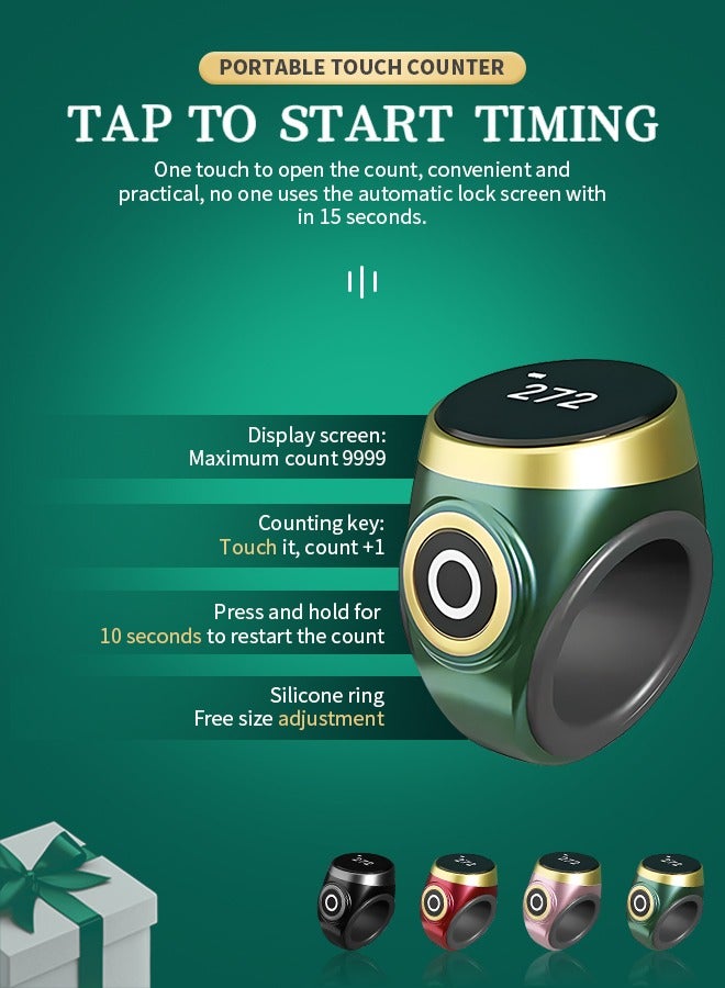 Tasbeeh Ring, Digital Electronic Counter, Waterproof Touch Screen Design, Suitable for Muslim Prayer, Meditation - Image 2