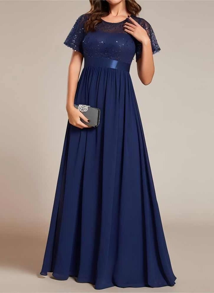 GEXUAN Sequin - top Chiffon Maxi Dress - Image 1