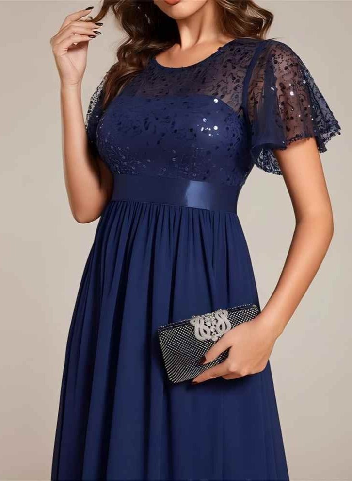 GEXUAN Sequin - top Chiffon Maxi Dress - Image 4