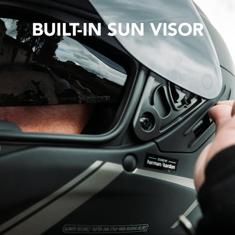 Sena Stryker Full Face Smart Helmet with Bluetooth and Mesh Intercom - Matte Black, X-Large - Image 4